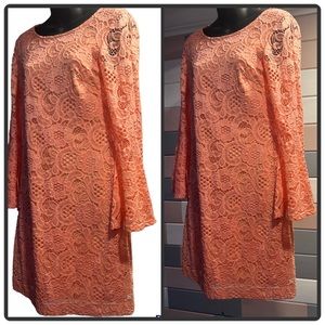 Women’s dress coral color floral mesh print